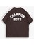 Erkek Yazlık Oversize 'champion Boys' Baskılı T-Shirt Kahverengi 3