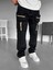 Erkek %100 Pamuk Ipli Çok Cepli Loose Fit Jean Siyah 2