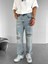 Erkek Yazlık Baggy Fit Distressed Jean Buz Mavi 1