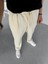 Erkek %100 Pamuk Ipli Fitilli Baggy Fit Rahat Pantolon Krem 3