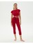 Kırmızı Sırt Dekolteli Drape Detaylı Crop Kısa Kollu Bluz 3