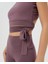 Lila Sırt Dekolteli Drape Detaylı Crop Kısa Kollu Bluz 3