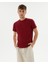 Erkek Bordo Koyu Kırmızı Basic T-Shirt - Organik Pamuk, Kalın Bantlı Yaka, Rahat Kesim, Nefes Alan Günlük Tişört 1