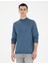 Erkek Mavi Slim Fit Yarım Balıkçı Yaka Yün Karışımlı Basic Triko Kazak 50270055-VR036 3