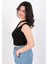 24Y0559K1 Kadın Cut Out Pencere Detaylı Fitilli Kolsuz Crop Bluz 2