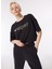 Siyah Kadın Bisiklet Yaka Oversize Baskılı T-Shirt D4SL-TST3043 1