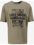 Haki Erkek Bisiklet Yaka Loose Fit Baskılı T-Shirt C4SM-TST4533 1