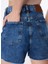 Normal Bel Basic Indigo Kadın Şort F4SL-SHT0486 3