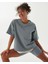 Mavi Kısa Kollu Bisiklet Yaka Basic Kalın Sweatshirt Tişört 3