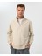 Krem Bej Erkek Organik Pamuk Yarı Fermuarlı V Yaka Dik Yaka Sweatshirt 1