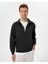 Antrasit Erkek Organik Pamuk Yarı Fermuarlı V Yaka Dik Yaka Sweatshirt 1