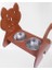 Hobi Erc 90373 Model Kedi Mama ve Su Kabı Seti Mdf Ceviz Renk Paslanmaz Tabak 1