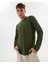 Erkek Haki Uzun Kollu T-Shirt - Organik Pamuk, Çift Kat Omuz Paneli, Bisiklet Yaka, Nefes Alan İnce Katman 3