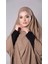 Koyu Bej Pratik Hazır Geçmeli Tesettür Eşarp Medine Ipeği Bağcıklı Sufle Hijab 2301_44 2