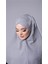Gri Pratik Hazır Geçmeli Tesettür Eşarp Pamuk Caz Kumaş Tek Katlı Çapraz Hijab 2305_15 3