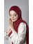 Bordo Pratik Hazır Geçmeli Tesettür Şal Örme Kumaş Taş Desenli 2118T_16 3