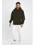 Haki Hoodie, Oversize Sweatshirt, Erkek Hoodie, Kanguru Cep Kapüşonlu 1