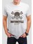 Motorcu Kuru Kafa Baskılı Beyaz Unisex Tişört C289 1