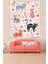 Çiçekler ve Kediler Leke Tutmaz Kumaş Duvar Örtüsü Duvar Halısı Tapestry 1