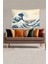 Bej-Mavi Katsushika Hokusai Serisi Leke Tutmaz Kadife Kumaş Duvar Örtüsü Duvar Halısı Tapestry 1