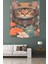Çiçekli Astranot Kedi Leke Tutmaz Kumaş Duvar Örtüsü Duvar Halısı Tapestry 2