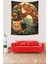 Vintage Kedi ve Kız Leke Tutmaz Mikropetek Kumaş Duvar Örtüsü Duvar Halısı Tapestry 3