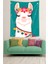 Sevimli Çiçekli Lama Leke Tutmaz Kumaş Duvar Örtüsü Duvar Halısı Tapestry 2