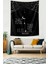 Siyah Beyaz Ay ve Albert Einstein Yazılı Leke Tutmaz Kumaş Duvar Örtüsü Duvar Halısı Tapestry 1
