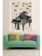 Piyano Ve Kelebekler Leke Tutmaz Kumaş Duvar Örtüsü Duvar Halısı Tapestry 2