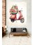 Pembe Vespa Ve Güller Leke Tutmaz Kumaş Duvar Örtüsü Duvar Halısı Tapestry 3