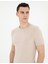 Erkek Bej Slim Fit Bisiklet Yaka Triko Tişört 50288845-VR011 2