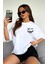 Unisex Beyaz Oversize Smile Boyfriend T-Shirt 1