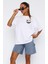 Unisex Beyaz Oversize Smile Boyfriend T-Shirt 2