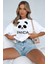 Unisex Beyaz Oversize Tatlı Panda Boyfriend T-Shirt 1