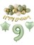 9 Yaş Happy Bırthday Yazılı Banner Su Yeşili Renk Rakam Kalp Yıldız Folyo ve Latex Balon Seti 1