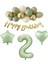 2 Yaş Happy Bırthday Yazılı Banner Su Yeşili Renk Rakam Kalp Yıldız Folyo ve Latex Balon Seti 1