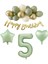 5 Yaş Happy Bırthday Yazılı Banner Su Yeşili Renk Rakam Kalp Yıldız Folyo ve Latex Balon Seti 1