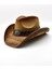 Deri Şeritli Boğa Figürlü Hasır Şapka Premium Classic Western Festival Beach Rave Hat 1