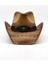 Deri Şeritli Boğa Figürlü Hasır Şapka Premium Classic Western Festival Beach Rave Hat 4