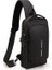 Siyah USB Portu ile Anti-Hırsızlık Bant Çantası USB Şarj Portu ile Taşınabilir Sırt Çantası Erkek Pu Omuz Doğa Sporları Crossbody Çanta Erkekler Moda Göğüs Çantası (Yurt Dışından) 1