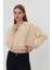 Bej Crop Sweatshirt, Crop Sweatshirt, Kadın Sweatshirt, Bisiklet Yaka Sweatshirt 4