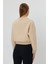 Bej Crop Sweatshirt, Crop Sweatshirt, Kadın Sweatshirt, Bisiklet Yaka Sweatshirt 5