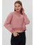 Pudra Crop Sweatshirt, Crop Sweatshirt, Kadın Sweatshirt, Bisiklet Yaka Sweatshirt 4