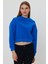 Mavi Crop Sweatshirt, Crop Sweatshirt, Kadın Sweatshirt, Bisiklet Yaka Sweatshirt 3