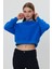Mavi Crop Sweatshirt, Crop Sweatshirt, Kadın Sweatshirt, Bisiklet Yaka Sweatshirt 5