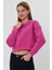 Pembe Crop Sweatshirt, Crop Sweatshirt, Kadın Sweatshirt, Bisiklet Yaka Sweatshirt 5