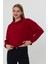 Bordo Crop Sweatshirt, Crop Sweatshirt, Kadın Sweatshirt, Bisiklet Yaka Sweatshirt 5