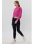 Pembe Crop Sweatshirt, Crop Sweatshirt, Kadın Sweatshirt, Bisiklet Yaka Sweatshirt 2