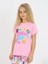 Kız Çocuk Kısa Kollu %100 Pamuklu Flower Up Pijama Takımı Pembe 2