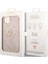 iPhone 15 Plus Uyumlu Kılıf Guess Lisanslı Pu Deri Yazı ve 4g Metal Logolu Desenli Kapak Pembe 5